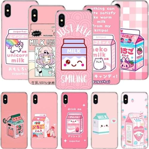 Kawaii Japanese Strawberry Milk Box Phone Case For iPhone 11 12 Pro XS XR X Max 7 8 6 6S Plus Mini + 5 SE Pattern Customized Coq