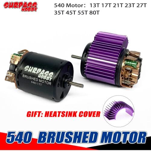 SURPASS HOBBY 540 Brushed Motor 13T 17T 23T 80T 21T 27T 35T 45T 55T Brush Motors Heatsink for 1/10 RC Crawler Truck SCX10 Wltoys