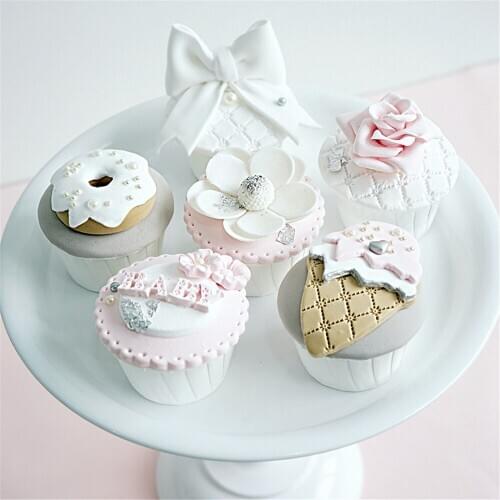 Faux artificial cake props festive party supplies ice cream bowknot rose flower baby shower simulation fake cup cake model