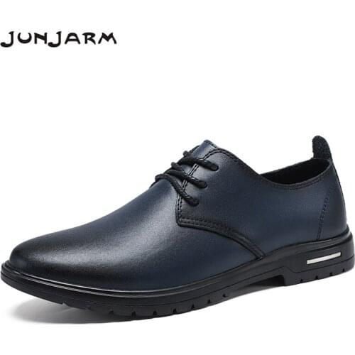 JUNJARM New Brand Men Formal Shoes Pointed Toe Split Leather Oxford Shoes For Men Dress Shoes Business Plus Size 38-48