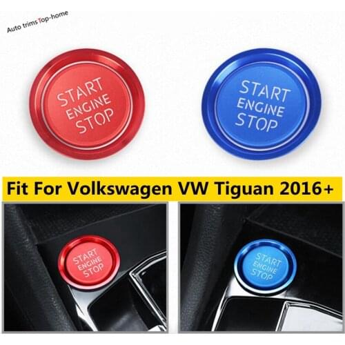 Yimaautotrims Engine Start Stop Ring Keyless System Button Cover Trim Fit For Volkswagen Tiguan 2016 - 2020 Interior Mouldings