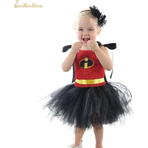 Superhero Costume Cute Girl Tutu Dress Supergirl Baby Superhero Party Dress children Movie Cosplay Costume Kids Halloween Gift