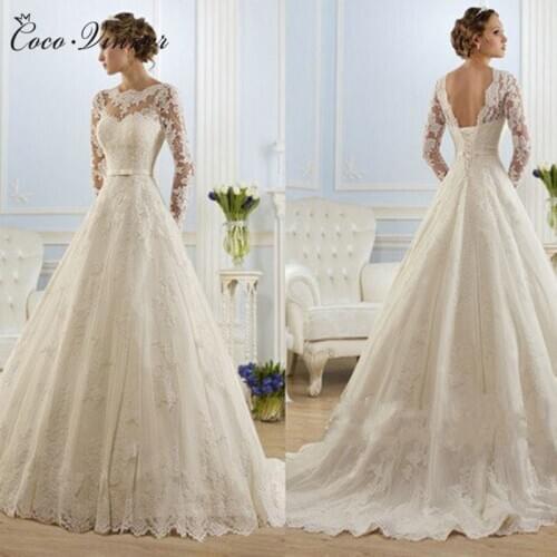 Beaded Lace Appliques Ball Gown Wedding Dress Europe Style Good Quality Long Sleeves Plus Size Train Bride Dresses W0009