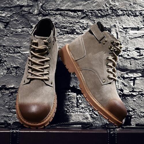 Hot fashion hightop brown leather mens shoe spring casual footwear causal bona sneaker black sport work home vintage man mens