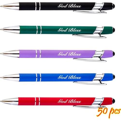50pcs Metal Ballpoint Pen Touch Screen Pen Office School Advertising Pen Custom Logo Text Engraving Laser Engraving Custom Pen