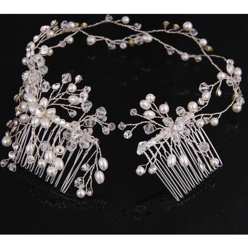 Fashion Jewelry Gold Silver Color Charm Hair Comb For Women Bijoux Wedding Hair Accessories Bridal Head Chains Jewelry RE657