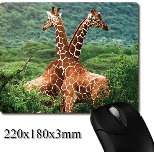 Male giraffes in battle image printed Heavy weaving anti-slip rubber pad office mouse pad Coaster Party favor gifts 220x180x3mm