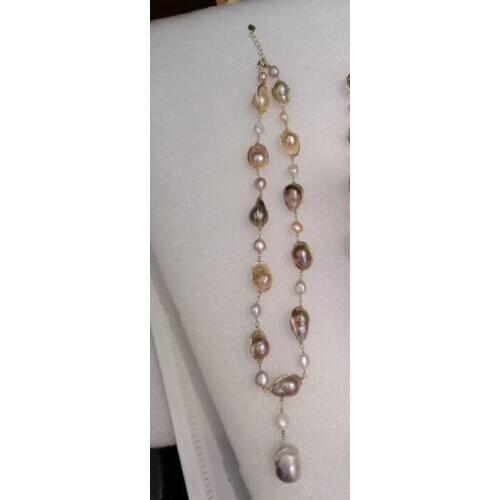 Natural white big Baroque Keshi Pearl necklace pendant