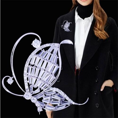 New Micro-Inlaid Zircon Flying Butterfly Brooches pins Suit Jacket Coat Brooch Fashion High-end Womens Accessories Brooch pin