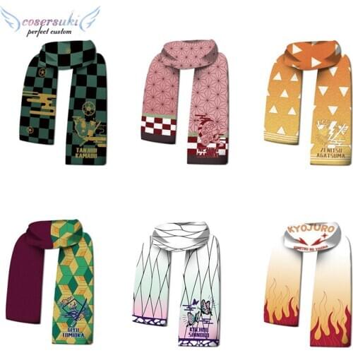 NEW Anime Demon Slayer Kimetsu No Yaiba Kamado Tanjirou Tomioka Giyuu Scarf Keep Warm Gift