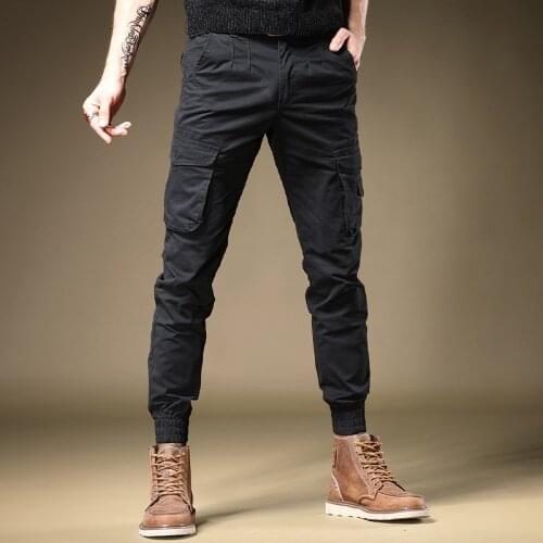 Autumn New Mens Black Cargo Pants Outdoor Travel Casual Cotton Tactical Trousers