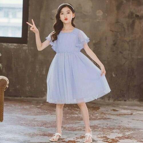 2021 Girls Dress Elegant Lace Princess Dress Summer Mesh Kids Dresses for Girl Childrens Clothing 4 6 8 10 12 14 Years