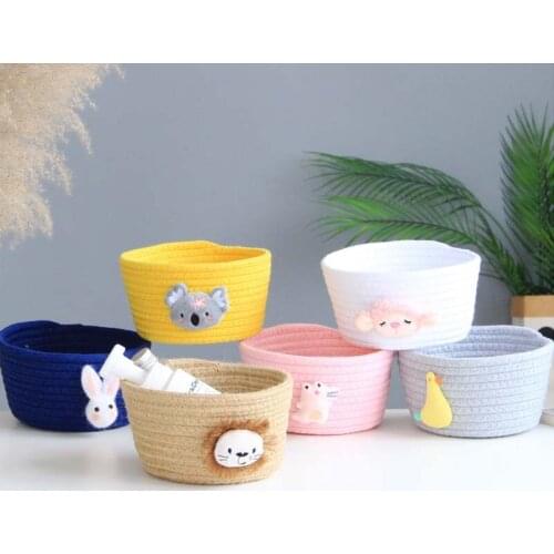 Nordic Hand-woven Thick Cotton Rope Storage Box Baby Toy Snacks Keys Cloth Sundries Storages Tray Basket Desktop Organizer Home