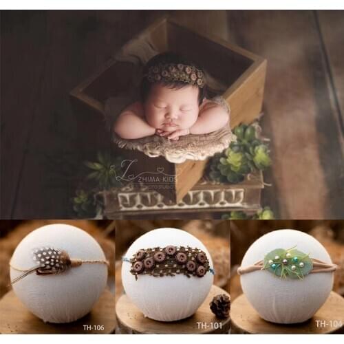 Feather Baby Headbands Newborn Photography Prop Newborn Headwear Button Headwrap Hairband Baby Hair Accessories