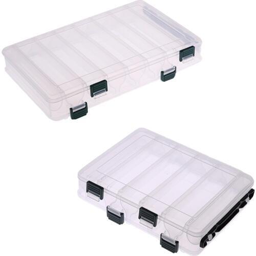 Clear Plastic Fishing Tackle Boxes Double Sided 10/14 Slots Case Bait Tool Universal Fishing Lure Iscas Accessories Box Pesca