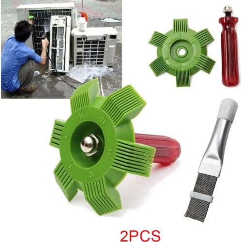 2Pc Stainless Steel Aluminum Condenser Cleaning Comb Air Conditioner Fin Repair Comb Cooler Condenser Compact Refrigeration Tool