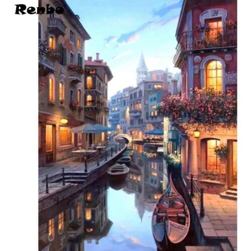 Multicoloured diamond embroidery Venice water city view 5d diy diamond painting full square mosaic picture of rhinestones decor