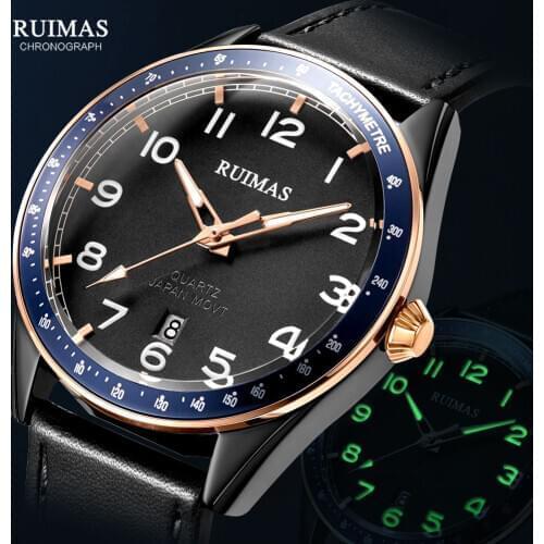 MEGIR & RUIMAS 2020 Luxury Brand Watches Men Fashion Casual Leather Strap Quartz Watch Man Waterproof Luminous Wristwatch Clock