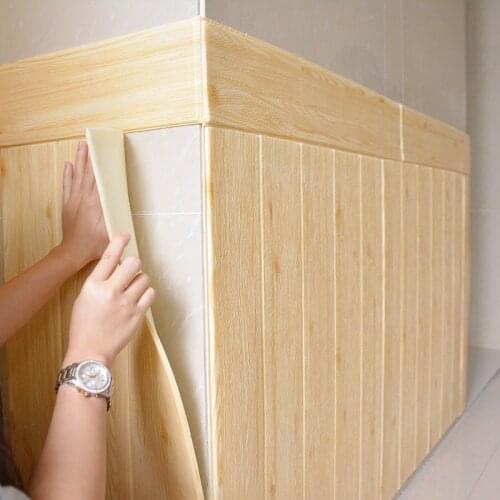 ChildrenS Room Home Decoration Removable Child Safety Art Mural Self-Adhesive DIY Wallpaper 3D PE Foam Wood Grain Panel Wall