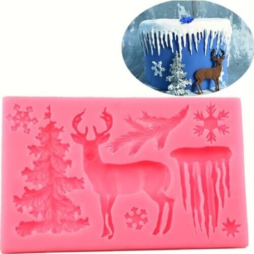 Elk Tree Silicone Mold Chocolate Cake Mold Baking Non-stick And Heat-resistant Kitchen Handmade Tools Christmas Ornament