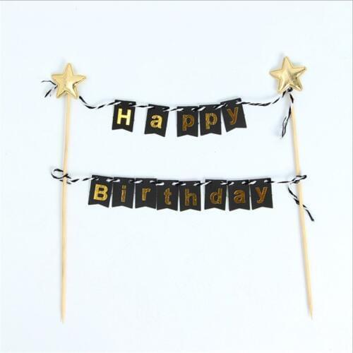 Happy Birthday Cake Topper Cupcake Toppers Flag Banner 1st Birthday Cake Decoration Baby Shower Boy Girl Wedding Party