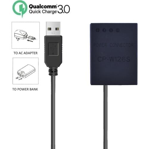 NP-W126s Dummy Battery Charger Power Bank USB Cable For Fujifilm X-T20 X100V X-A7 X-Pro3 X-S10 Camera