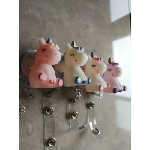 Unicorn Cartoon Retractable Badge Reel High quality silicone Student Nurse Exihibiton ID Name Card Badge Holder Office Suppl