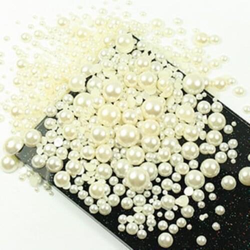 Jewelry Materials For Diy Decoration 3mm~10mm Mixed Sizes 1000pcs Simulated Pearl Cabochon Flat Back Semicircle ABS Beads