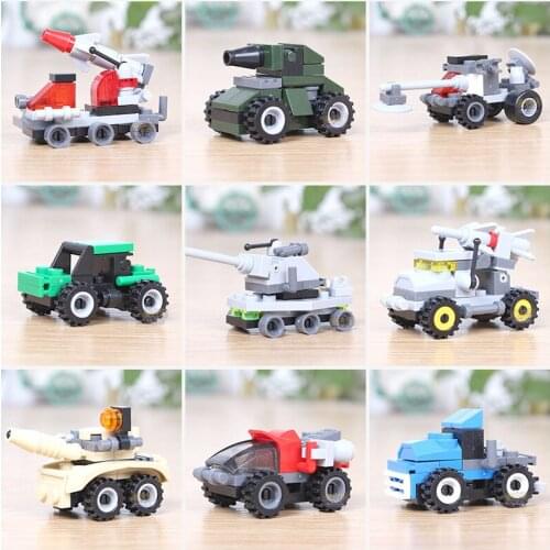 [Funny] 9sets/lot War military weapon Missile Artillery Tank Armored vehicle car Aircraft model Building block assembly toy gift