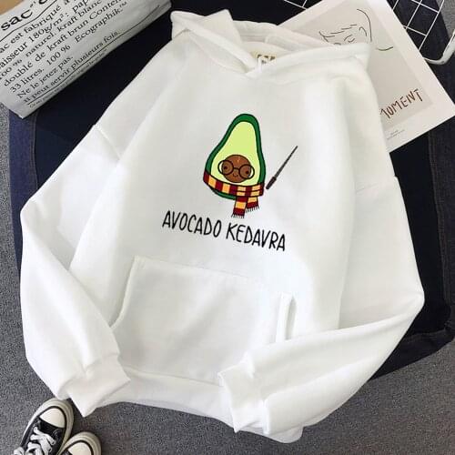 Winter Fleece Avocado Kedavra Graphics Print Women Hoodies Kawaii Sweatshirt Soft Oversized Hoodie Streetwear Feminine Itself