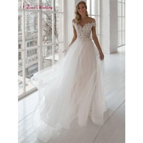 Vestidos De Novia White Lace Wedding Dress Sweetheart Off the Shoulder Pearls 3D Aplliques Pattern Sheer Princess Wedding Gowns