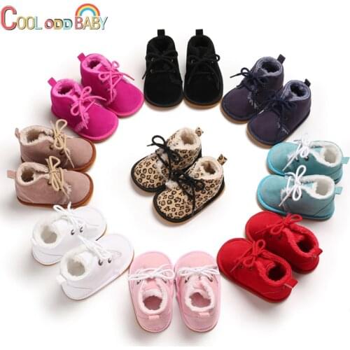 Winter Toddler Newborn Baby Girl Shoes Fashion Leopard Warm Snow Boots Anti-Slip Baby Booties Infant First Walker Crib Shoes