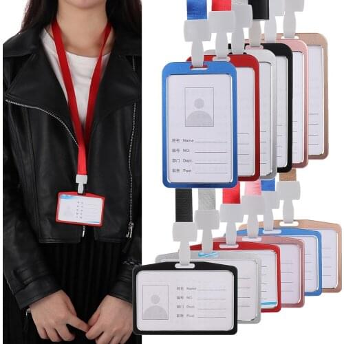 1Pcs Fashion Hanging Rope Card Case ID Pass Card Holder Bank Credit Card for Students Women Men Bus PVC Name Badge Holder