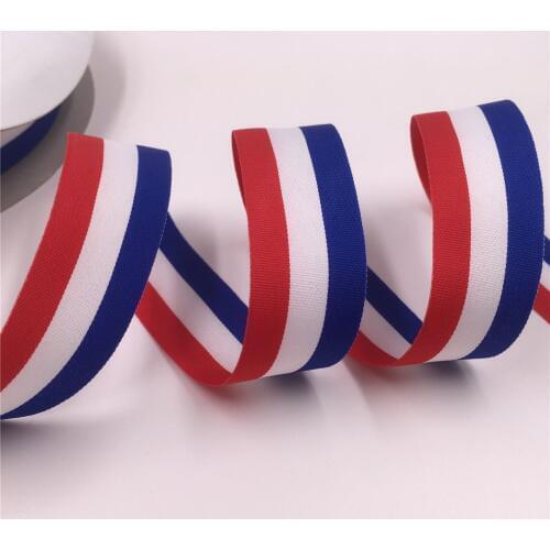 100yards Lot Red/White/Blue Stripes Grosgrain Flag Ribbon,Woven Stripes DIY Hairbow Accessories Gift Wrap