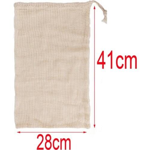2pcs All cotton environmental protection mesh bag drawstring binding net bag Shopping bag Fruit mesh bag vegetable mesh bag