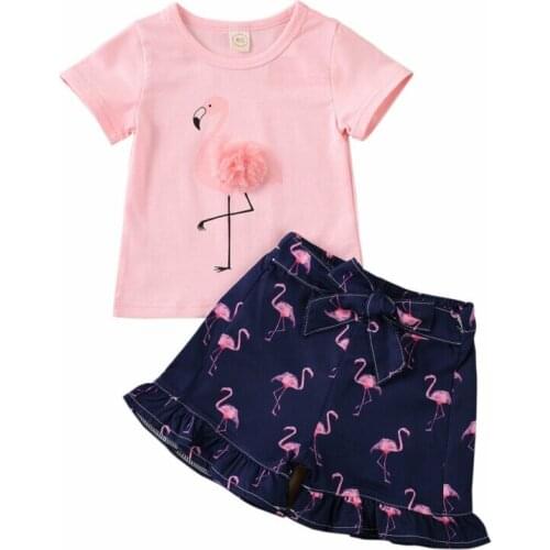 Cute Kids Flamingo Clothing Toddler Baby Girl Tops T-shirt Shorts Pants Outfits Clothes Summer Girls Casual 2PCS Set