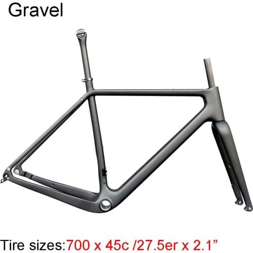 2020 Flat mount Carbon Fiber Gravel Bike Max tires size 700x45c or 27.5erx2.1 inch Avaliable sizes 50/53/55/57/59cm GR069