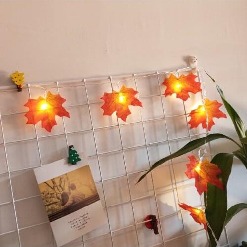 4 Color Maple Leaf Rattan Copper Wire Lamp String Fairy Light Christmas Holiday Party Decoration for Home Bedroom Battery Power