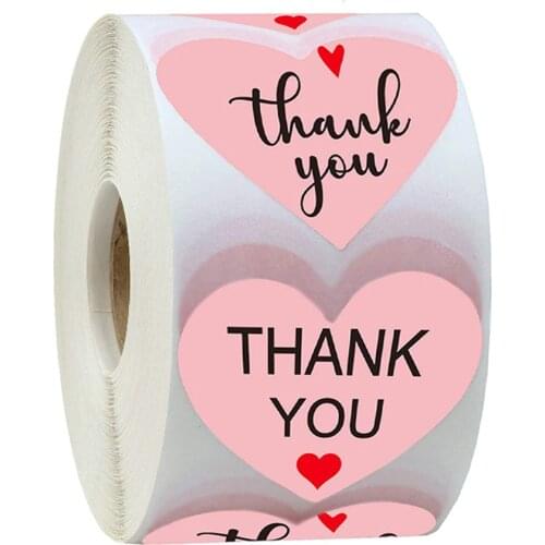 Pink Thank You Stickers Seal Labels For Scrapbooking Paper Stickers1 Inch 100-500pcs Wedding Party Cute Stationery Stickers