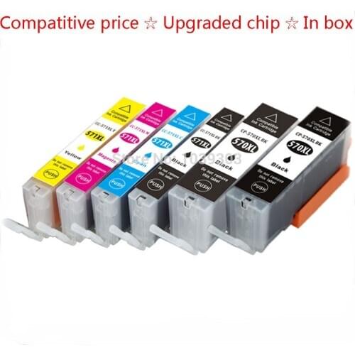 6Pack Compatible Ink Cartridge PGI 570 CLI 571 Inks For Canon PIXMA MG7750 MG7751 MG7752 MG7753 Printer Ink with Chips(2Black, 1