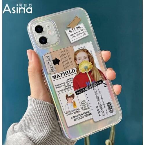 ASINA Laser Case For iPhone 11 12 Pro XR XS Max Soft Transparent Couple Cover For iPhone 6 7 8 Plus SE 2020 Space Cases Luxury
