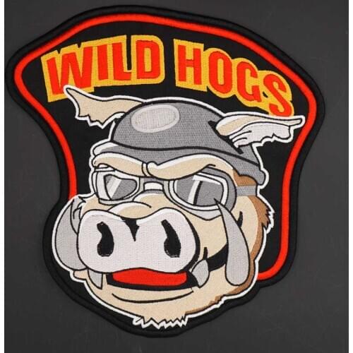 Large WILD HOGS Embroidered Motorcycle MC Men Biker Patches Clothing Applique
