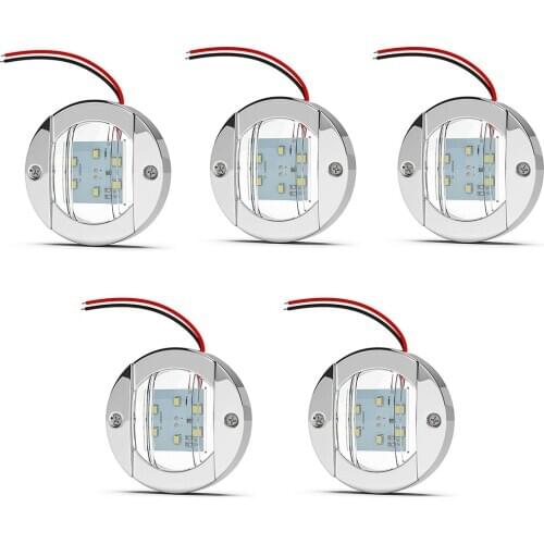 CITALL IP67 10Pcs Blue Round 12V Marine Boat Stern Light 6-LED Pontoon Courtesy Cockpit fit for Any 12V Vehicles Boat