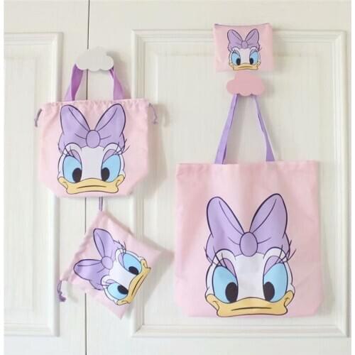 Disney cartoon cute Daisy double-sided drawstring pocket small carry bag portable folding environmental protection shoulder bag