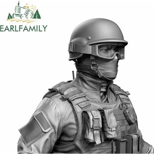 EARLFAMILY 13cm x 13cm 3D Car Sticker Police Special Forces Officer Vinyl Decal Reflective Sticker Waterproof Car Accessories