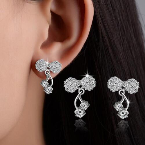 Elegant Fine Ear Stud Jewelry Full Clear Crystal Stud Earrings Fashion Cubic Zircon Wedding Earring Brand