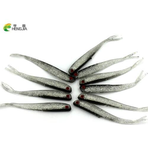 HENGJIA 10Pcs 10cm 3.7g Soft Lure Silicone Tiddler Bait Fluke Fish Fishing Saltwater Minnow Spoon Jigs Fishing Hooks