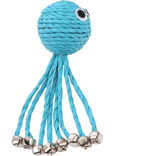 Cat Toy Octopus Woven By Paper Rope Scratch-resistant Pet Playing Toy With Bell Grinding Cat Toy Ball Cat Interactive Toy