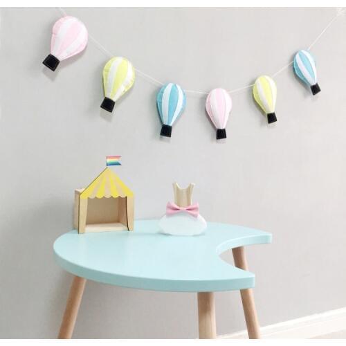 Ins Nordic Flet Hot Air Balloon Garlands Kids Room Decoration Wall Hanging Ornament Tent String Pull Flower Pendant Home Decor