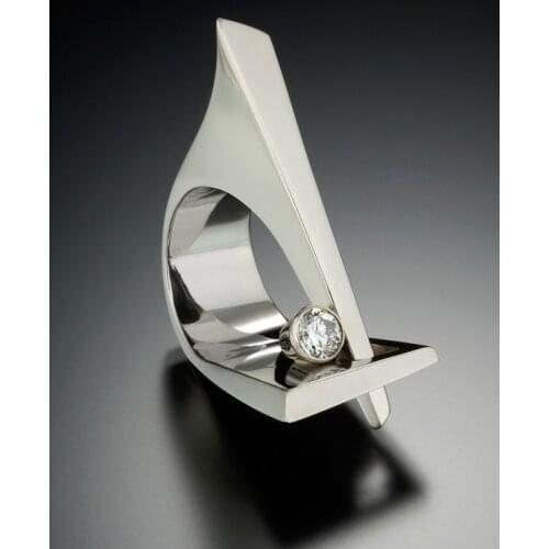 Unique Style Crystal white Gold Color triangle Ring Luxury Female Small Zircon Stone Ring Promise Engagement Rings For Women